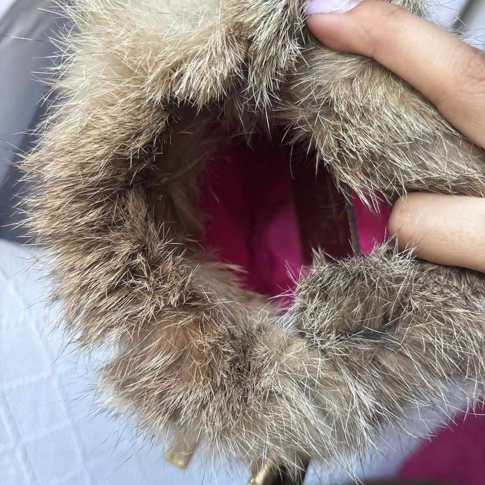 Vtg Coach Gold Signature Monogram Rabbit Fur Pouch Bag Fairycore Drawstring - Picture 4 of 7